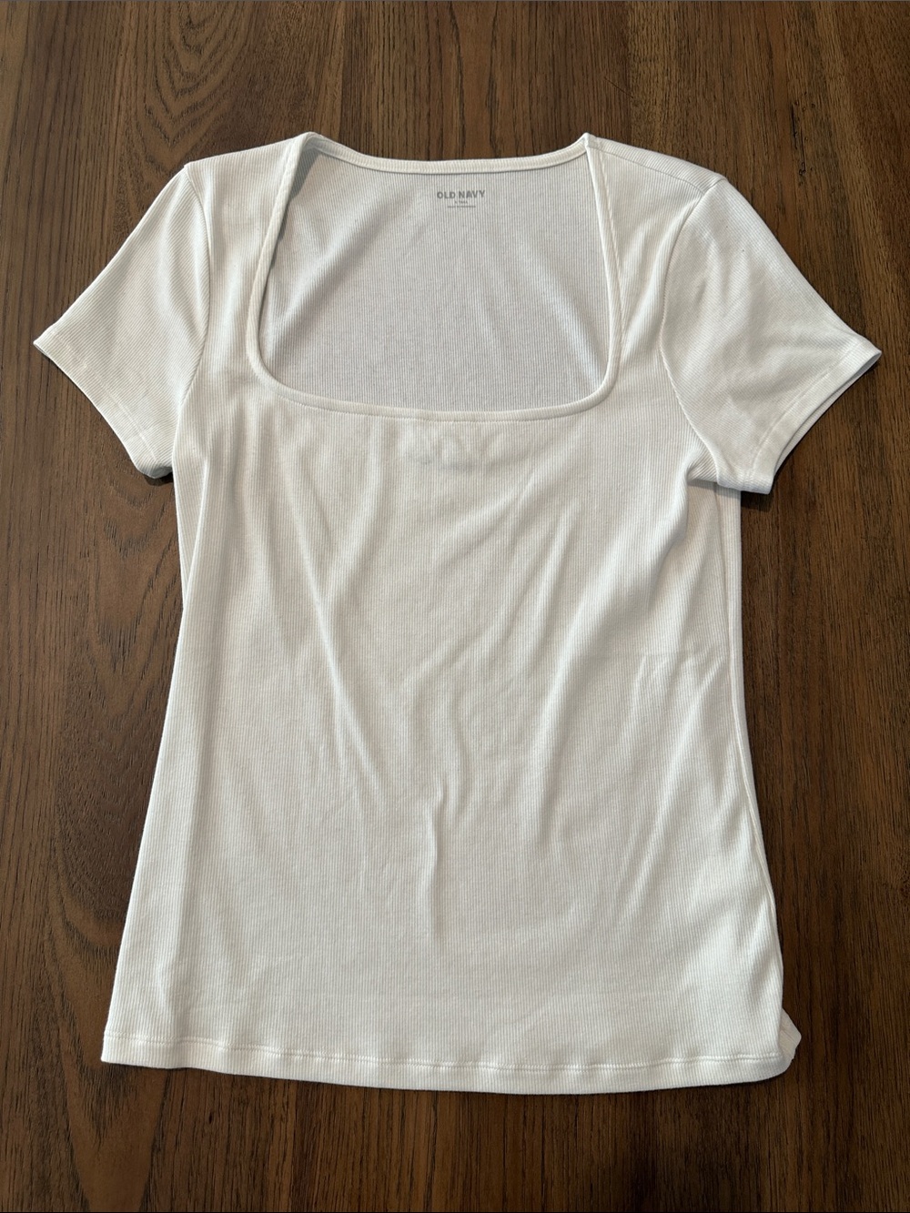 Old Navy White Square Neck Short Sleeve Tee